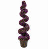 120cm Pair of Purple Large Leaf Spiral Topiary Trees with Decorative Planters