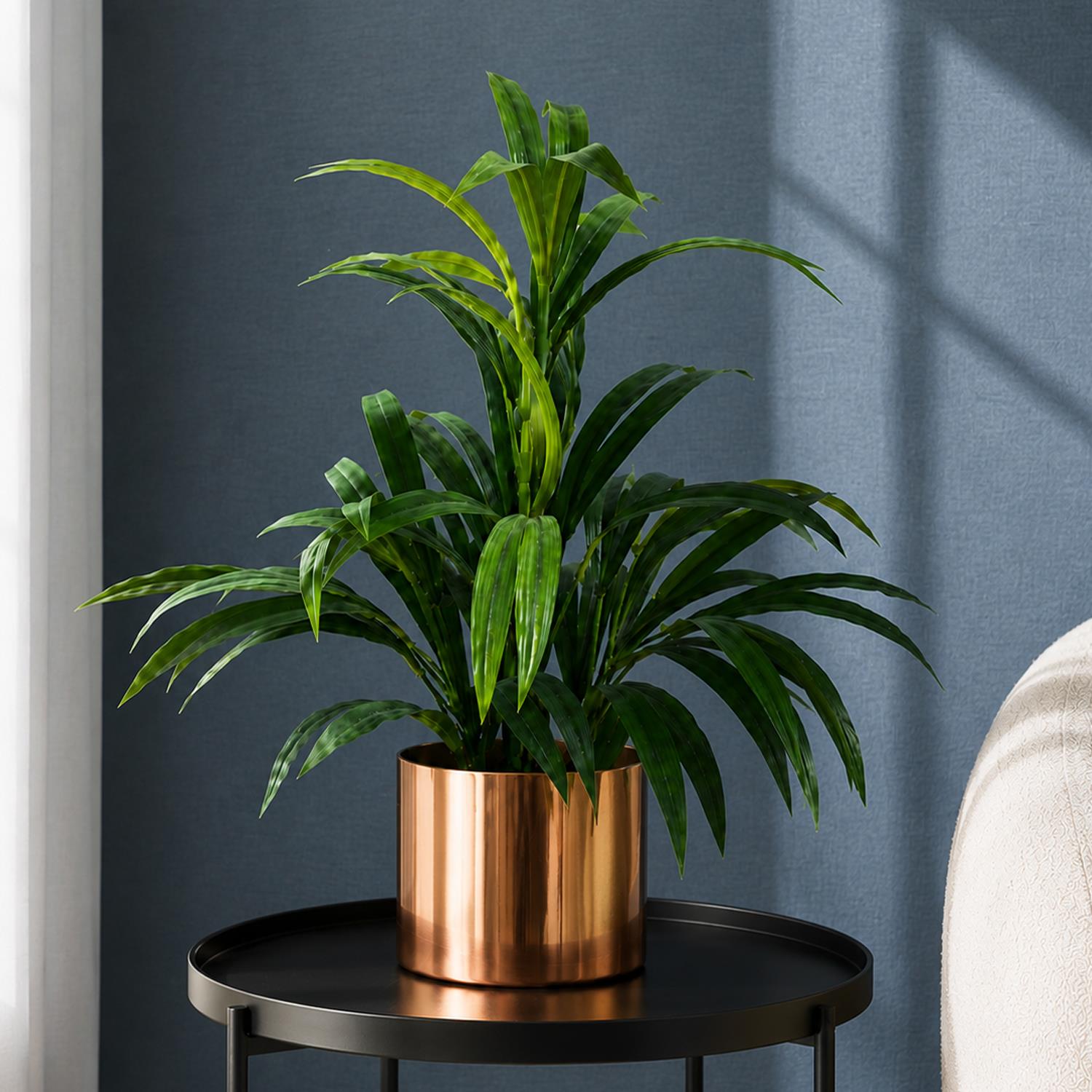 Artificial Plant Bamboo Copper Metal Planter 65cm Realistic Leaf Design Botanik