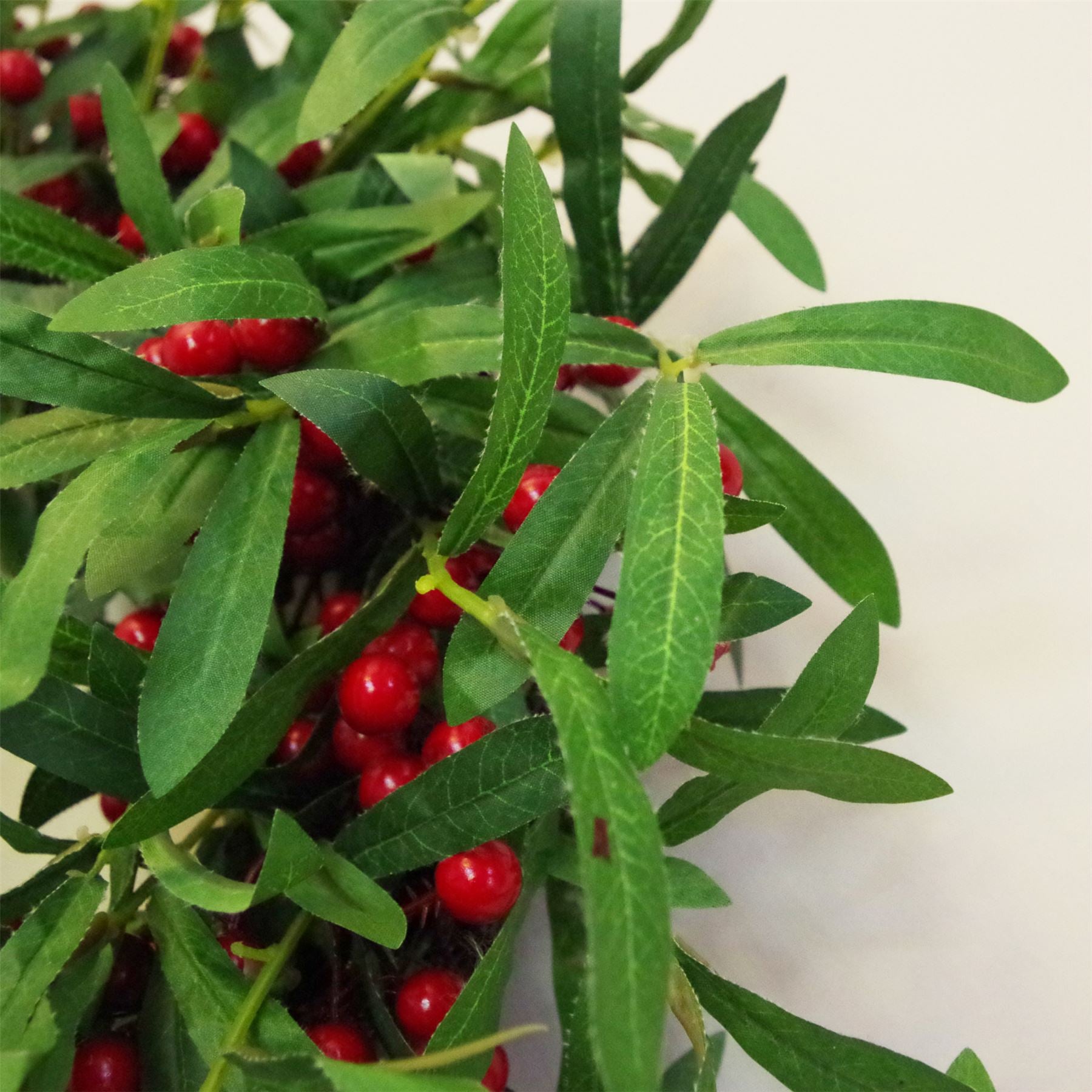 Christmas Mistletoe Leaf and Red Berry Floristry Wreath 60cm 24 inch Botanik