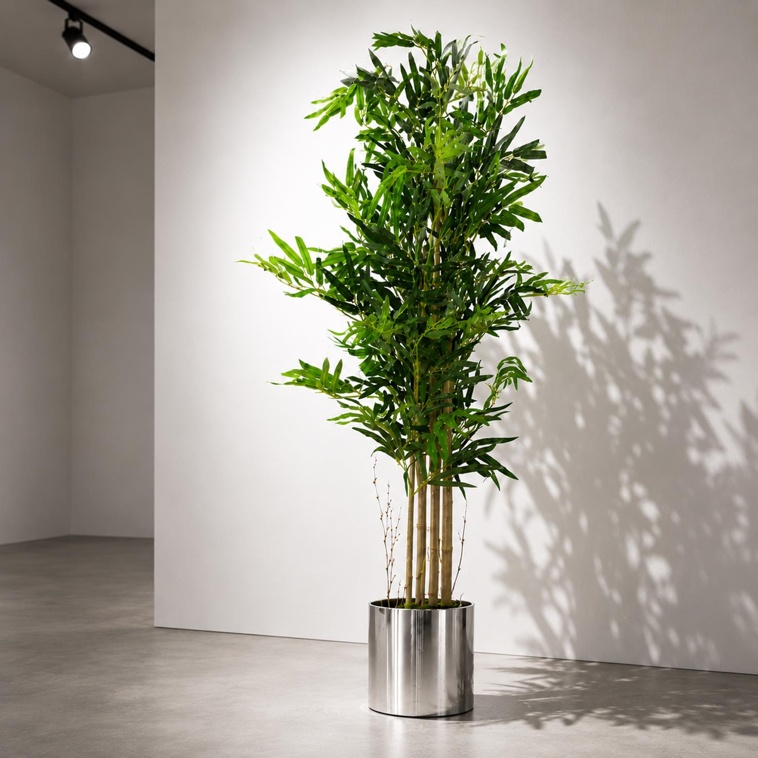 120cm (4ft) Natural Look Artificial Bamboo Plants Trees with Silver Metal Planter