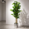 120cm (4ft) Natural Look Artificial Bamboo Plants Trees with Silver Metal Planter