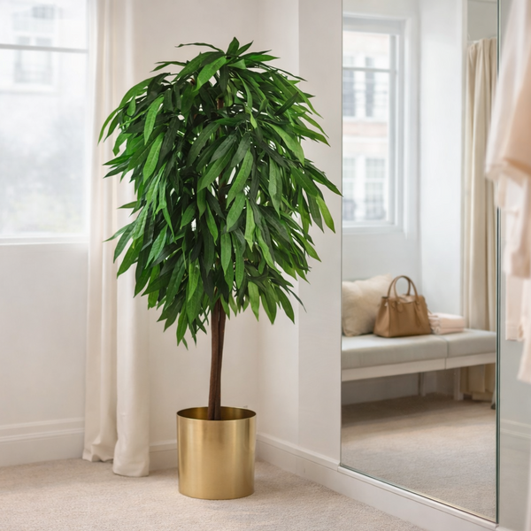 Artificial Mango Plant Tree 120cm 4ft Tall Large Realistic Green Natural Wood Botanik