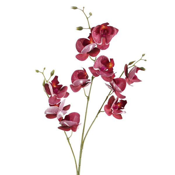 Pack of 6 x Artificial Flowers Dark Pink Mini Orchid Stem 80cm