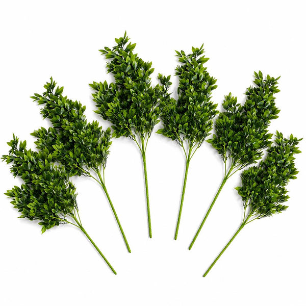 Pack of 6 x 75cm Artificial Boxwood Leaf Bush Stem