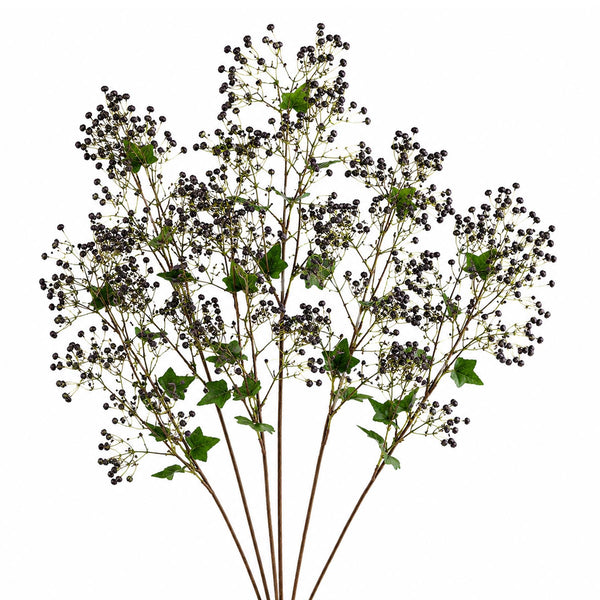 Pack of 6 x 86cm Artificial Blue Daphne Berry Sprays