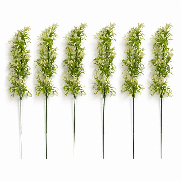 Pack of 6 x 48cm Artificial White Blossom Spray Stem
