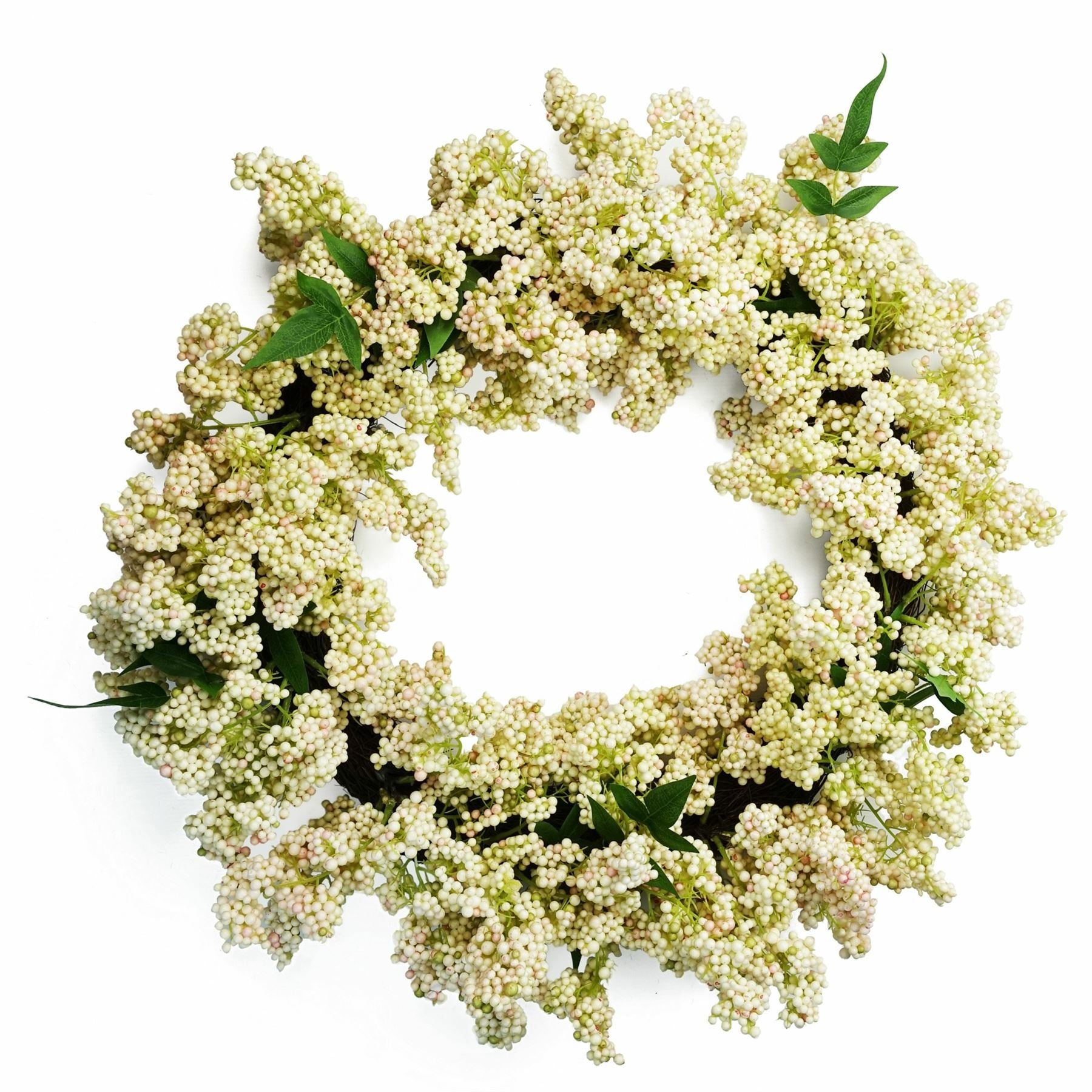 55cm Artificial Hanging White Berries Wreath