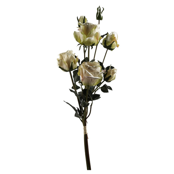 6 x 60cm Cream Rose Artificial Flower Sprays - 24 Flowers 18 Buds - Premium Quality