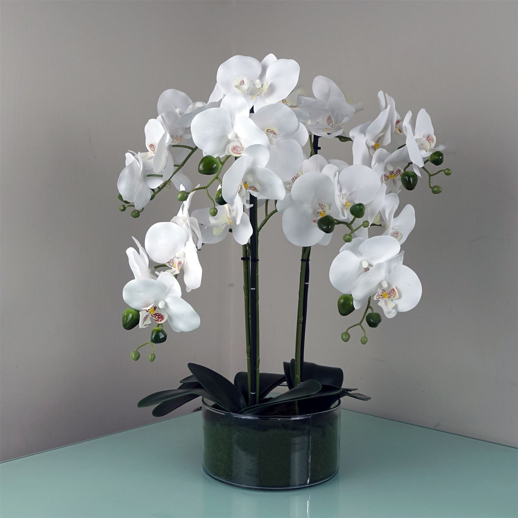 Artificial Orchid with Glass Planter White Botanik