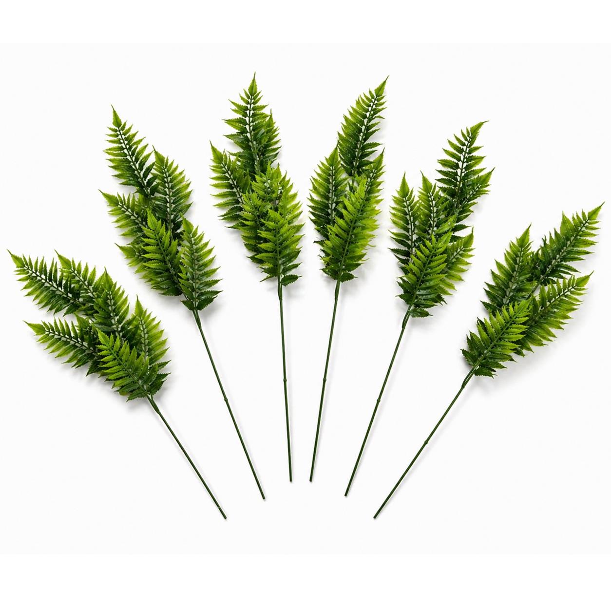 Pack of 6 x 50cm Artificial Fern Spray Stem - Spring Green