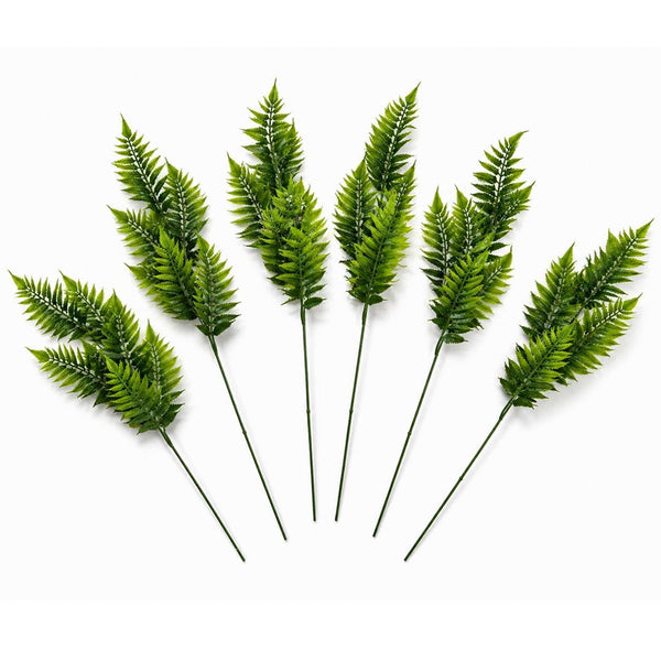 Pack of 6 x 50cm Artificial Fern Spray Stem - Spring Green