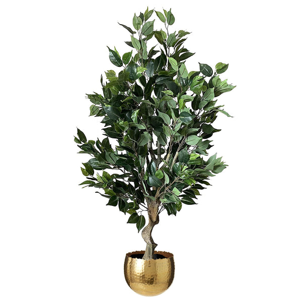 100cm Premium Artificial Ficus Twist Tree Gold Planter