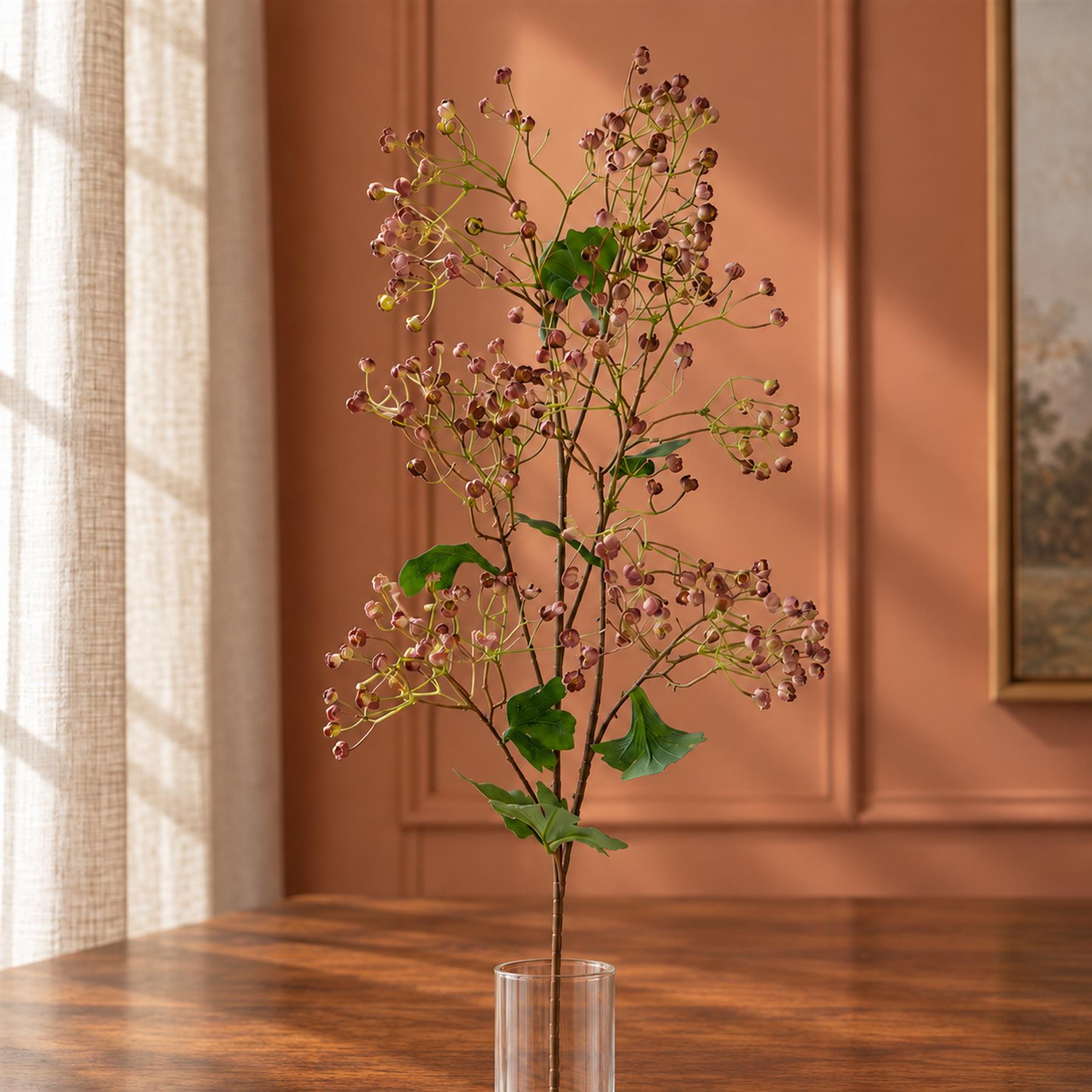 86cm Artificial Dusky Pink Daphne Berry Spray