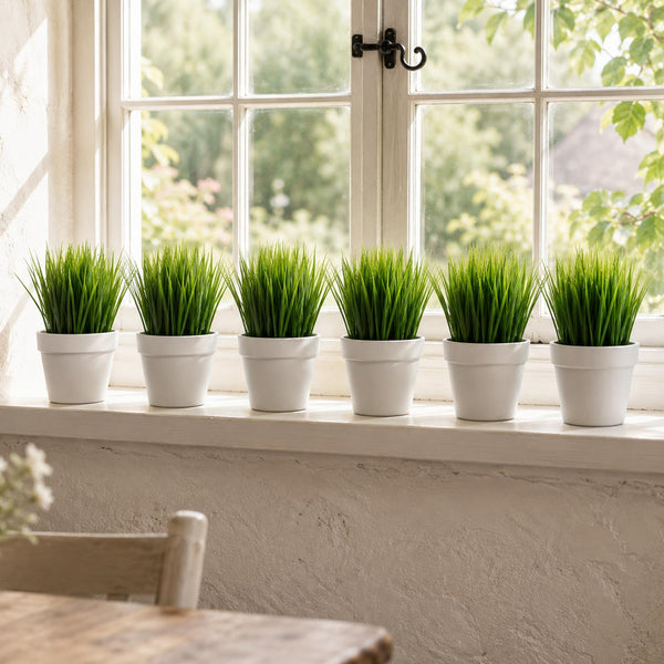 Pack of 6 x 22cm Artificial Grass Plant