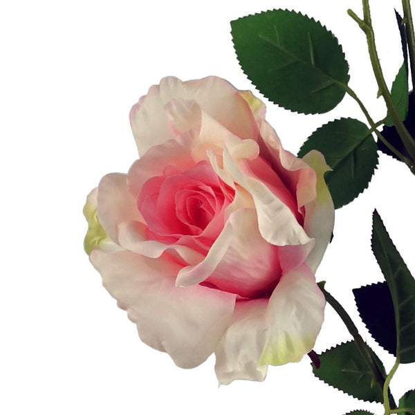 80cm Artificial Pink Rose Stem - 3 flowers