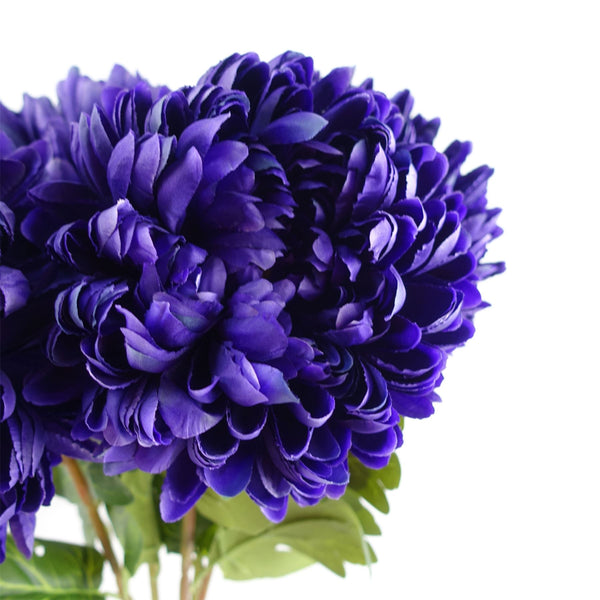 Pack of 6 x Artificial Flowers Extra Large Reflex Chrysanthemum - Purple 75cm