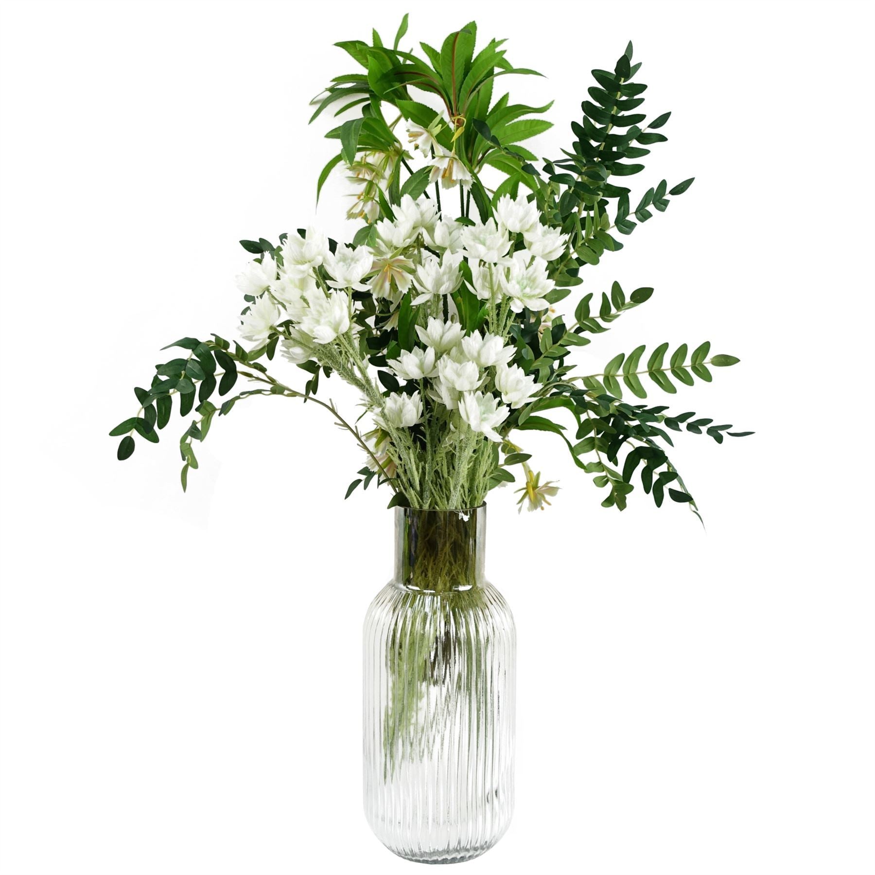 75cm White Starflower Display Ombre Glass Vase - Premium Quality