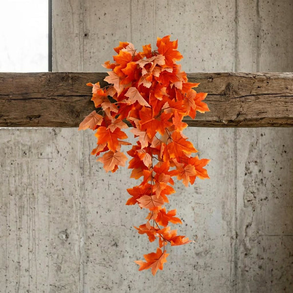Pack of 6 x 70cm Artificial Trailing Grape Ivy Plant Faux Hanging Foliage - Orange - Premium Quality