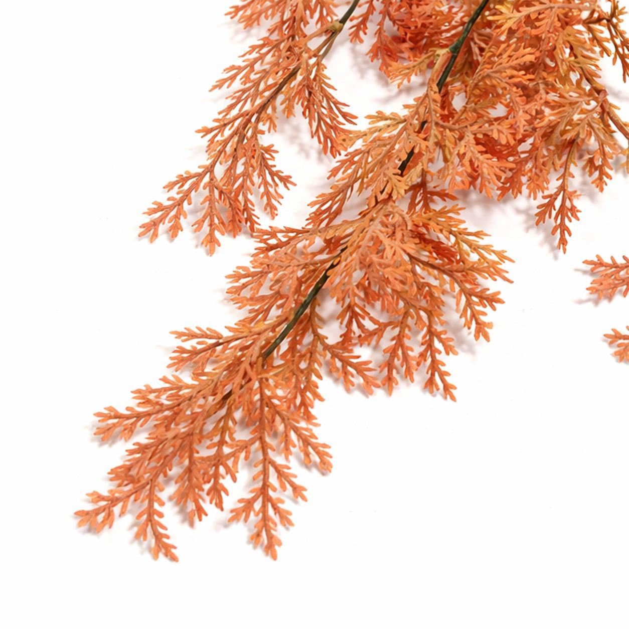 Pack of 6 x 80cm Artificial Coral Fern Trailing Plant Autumn Orange Hanging Foliage - Premium Quality