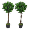 Pair of 90cm (3ft) Twisted Stem Artificial Topiary Bay Laurel Ball Trees
