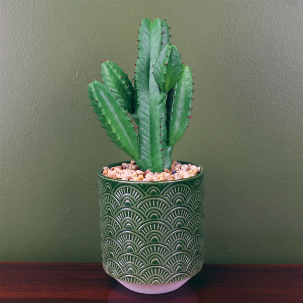 Artificial Cactus Cacti Planter Green Ceramic Botanik