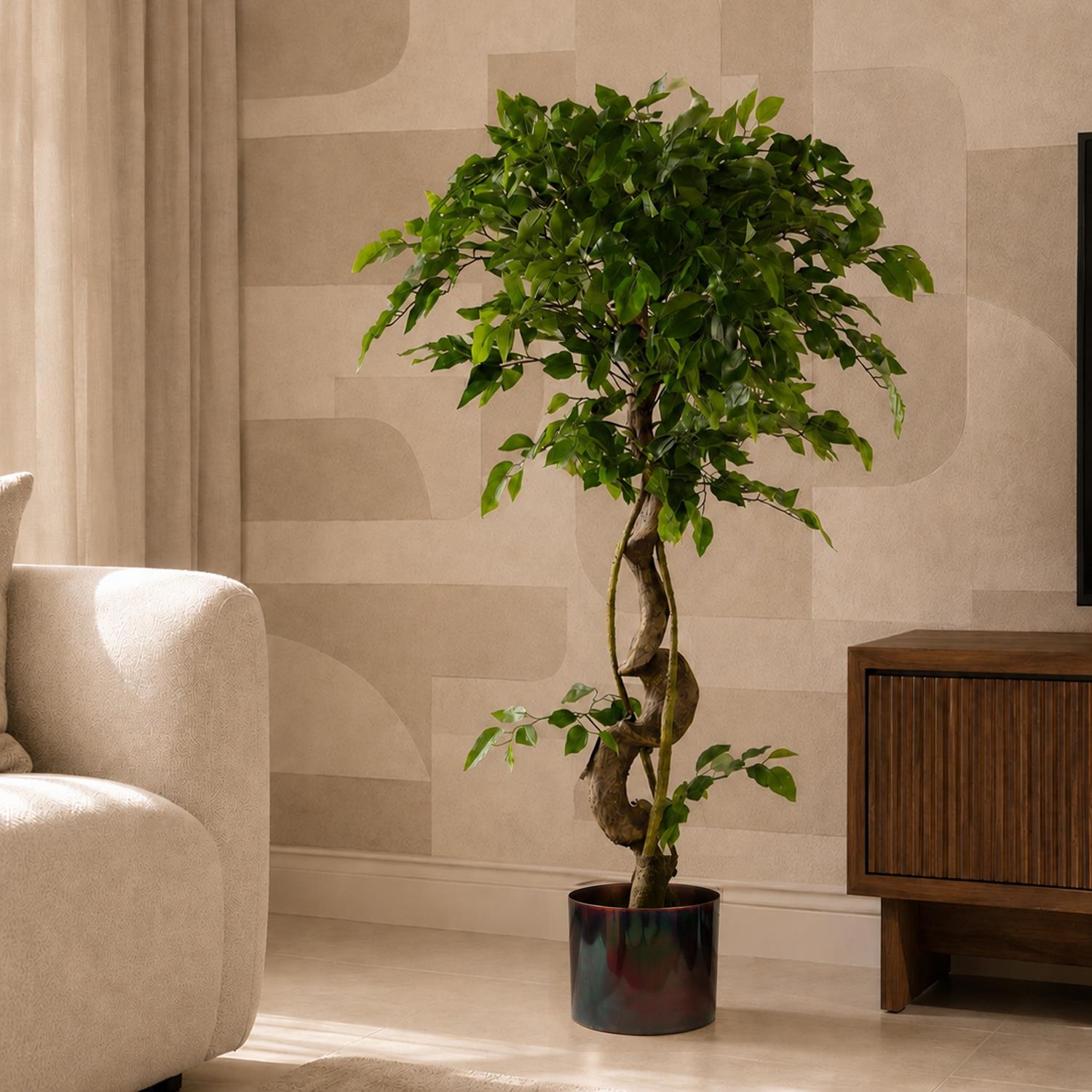 Large Artificial Japanese Fruticosa Ficus Tree Rainbow 120cm 4ft Realistic Botanik