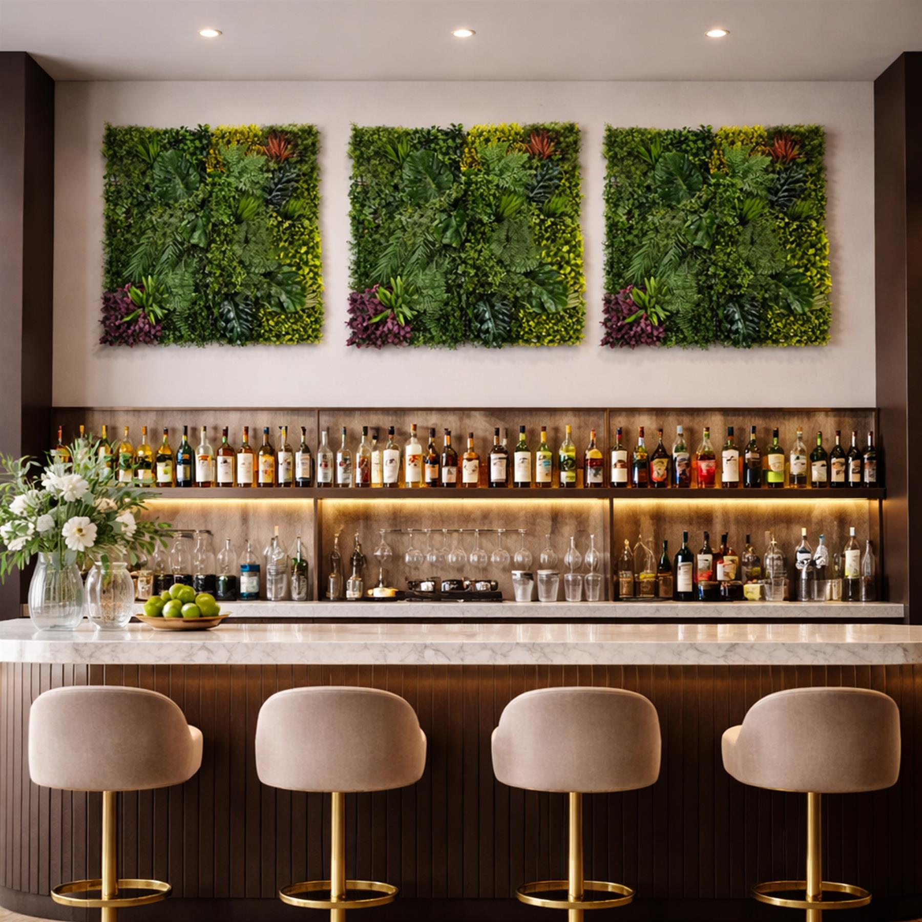 100cm Artificial Tropical Mixed Green Wall Panel with Monstera and Fern Foliage