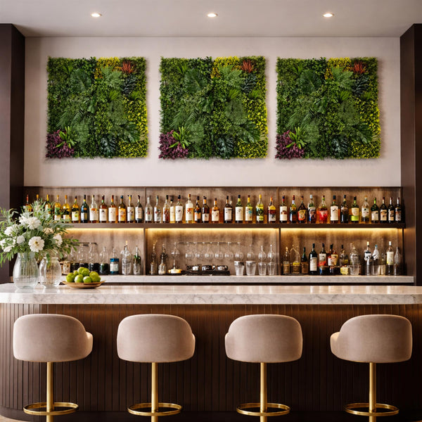 100cm Artificial Tropical Mixed Green Wall Panel with Monstera and Fern Foliage