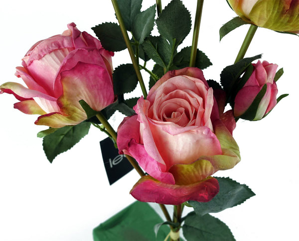 6 x Pink Rose Artificial Flowers