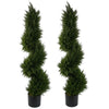 120cm Pair of Spiral Cypress Tree Artificial Topiary - Premium Quality
