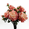 6 x 60cm Peony Artificial Flower Pink - 6 flowers 18 buds - Premium Quality