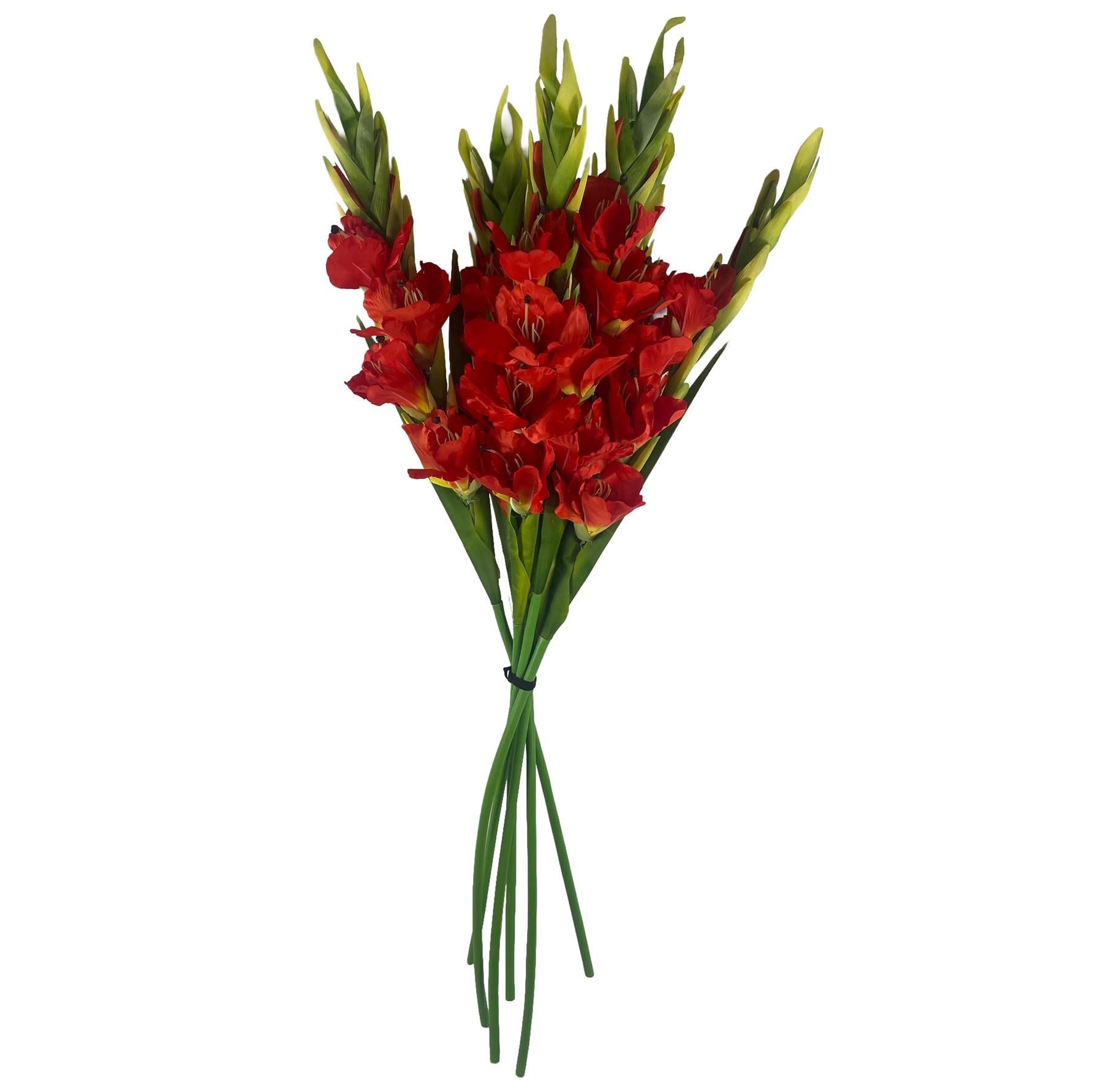 Pack of 6 x 115cm Artificial Orange Gladioli Stem - Premium Quality