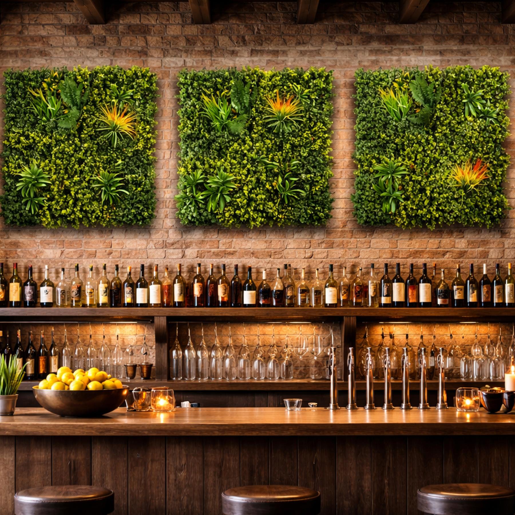 100cm Artificial Mixed Green Foliage Wall Panel with Ferns and Yellow Grass Accents