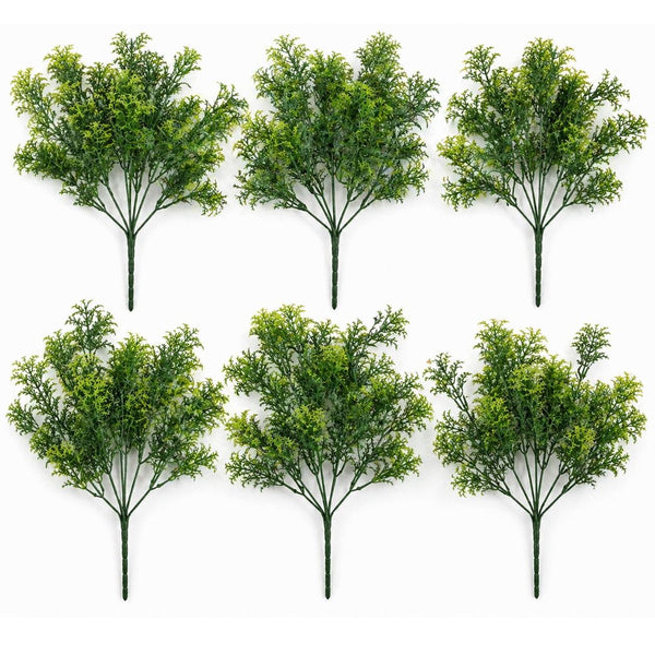Pack of 6 x 32cm Artificial Fern Foliage Spray Stem – Faux Green Decorative Fillers