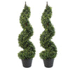 Pair of 90cm (3ft) Tall Artificial Boxwood Tower Trees Topiary Spiral Top