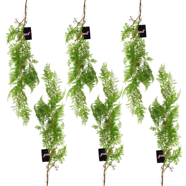 6 x 100cm Artificial Hanging Maidenhair Fern Plant Dark Green - Premium Quality
