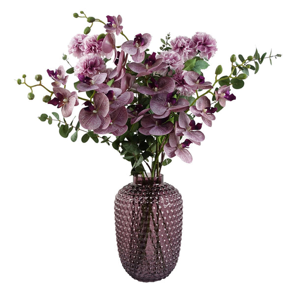 Pack of 6 x 100cm Artificial Phalaenopsis Orchid Purple Stem - 42 Flowers - Premium Quality