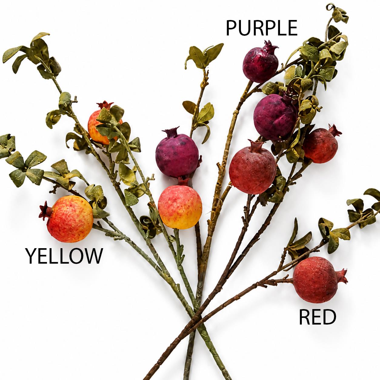 Pack of 6 x 75cm Artificial Pomegranate Stem Artificial Yellow