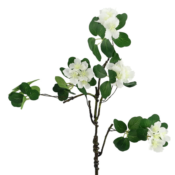 60cm Flower Foliage Spray - White