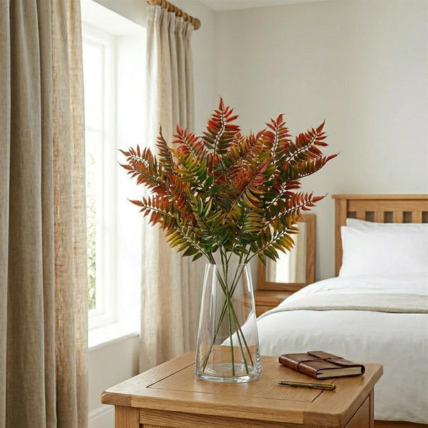 50cm Artificial Fern Spray Stem - Autumn Orange