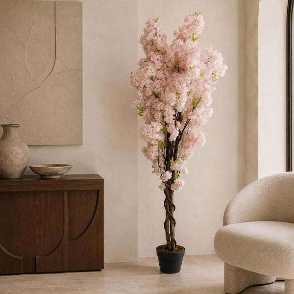 Artificial Blossom Tree Pink 150cm 5ft Realistic Faux House Plant Fully Potted Botanik