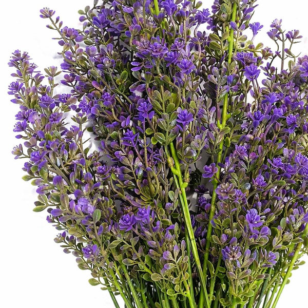 Pack of 6 x 75cm Artificial Purple Heather Flower Bush Stem