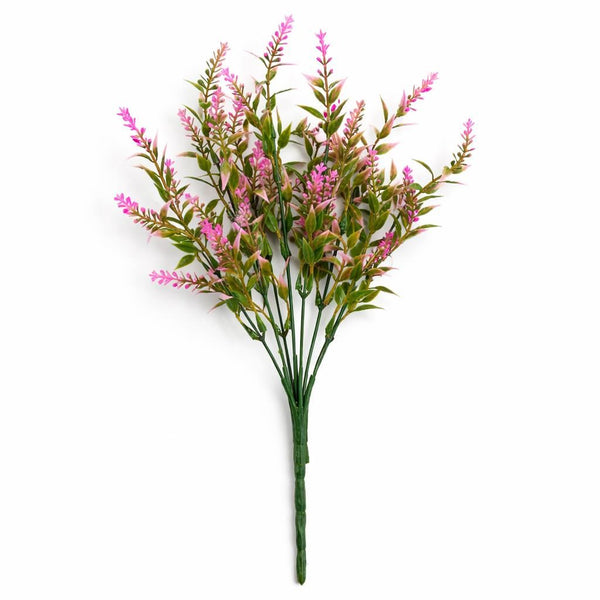 Pack of 6 x 34cm Artificial Pink Heather Stem Plant