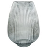 Glass Vase Smoke Grey Ridged Glass Vase 30cm Botanik