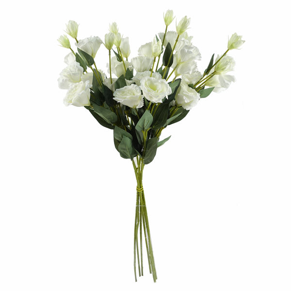 Pack of 6 x Artificial Flowers White Wild Rose Stem - 6 Flowers 80cm