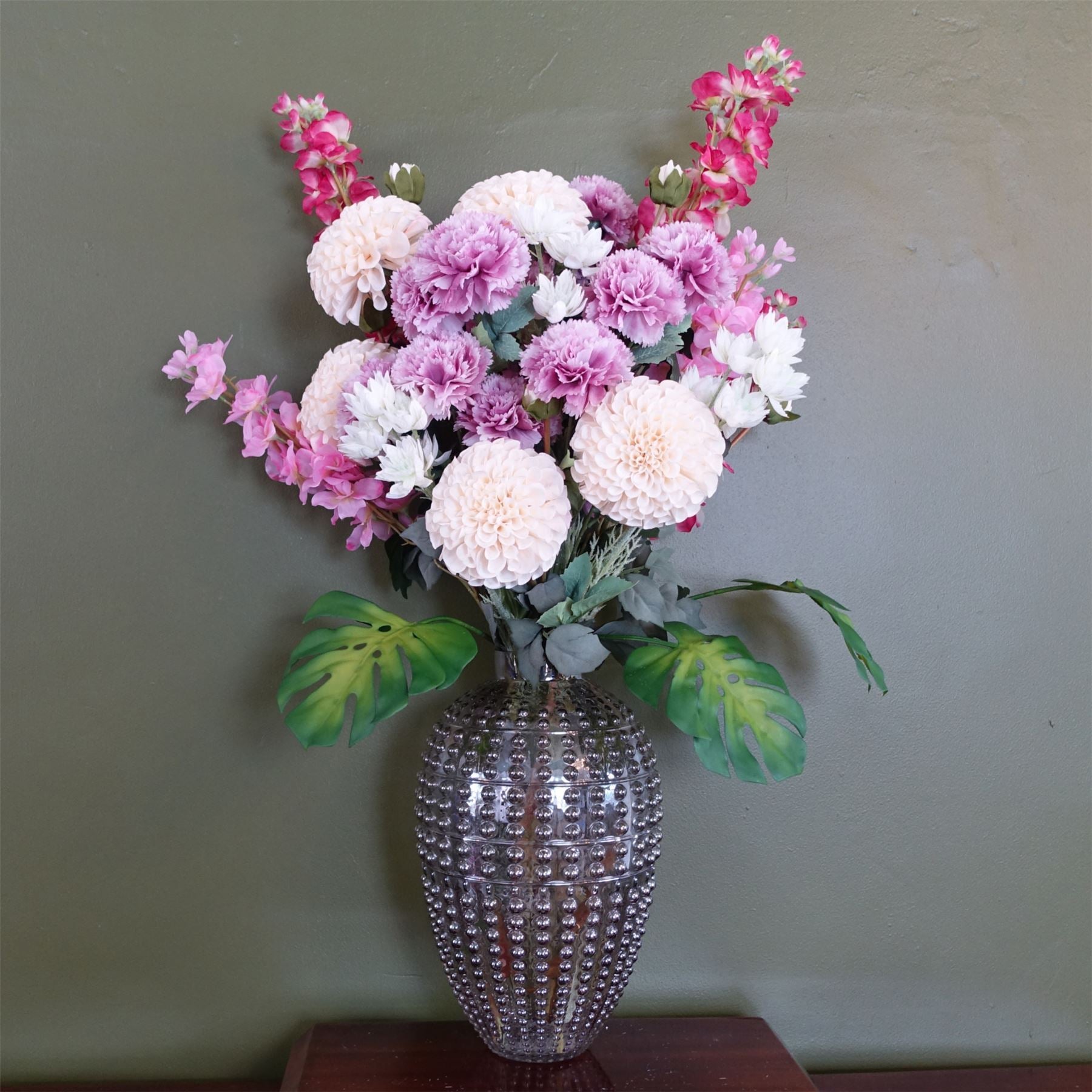 75cm Dahlia Artificial Flowers Tropical Blossom Bubble Vase - Premium Quality
