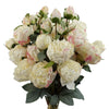 6 x 55cm Cream Peony Artificial Flower Stems - 24 flowers 18 buds - Premium Quality