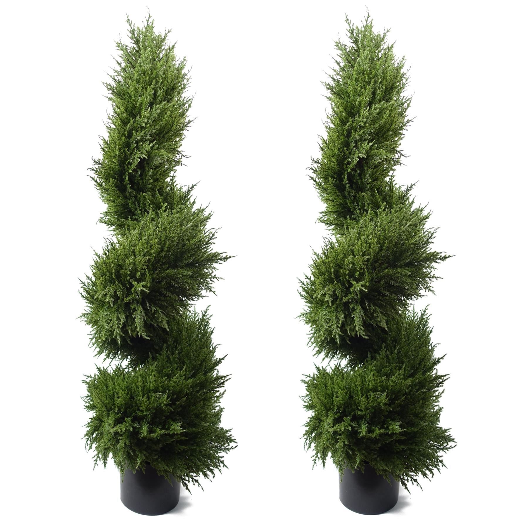 120cm Pair of Premium Artificial Cypress Spiral Topiary - Premium Quality