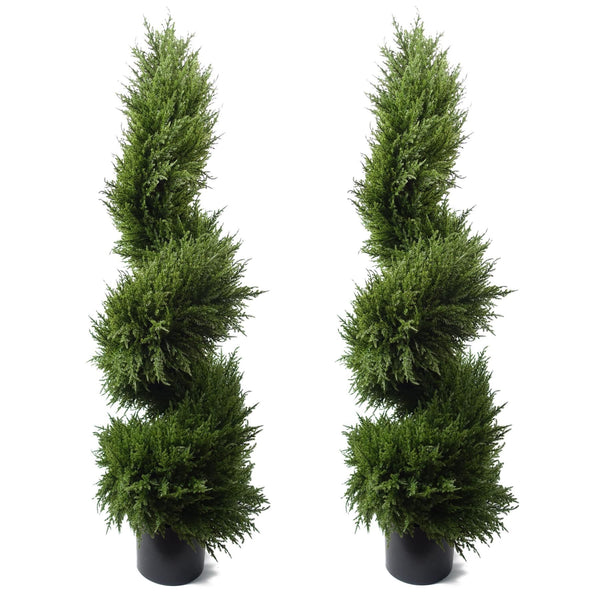 120cm Pair of Premium Artificial Cypress Spiral Topiary - Premium Quality