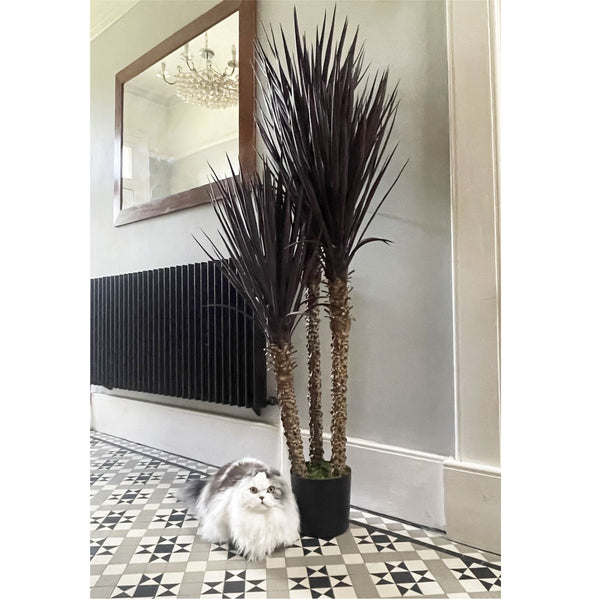 Artificial Yukka Tree Plant Spiky UV Resistant Outdoor Tree Triple Dark Red and Brown Botanik